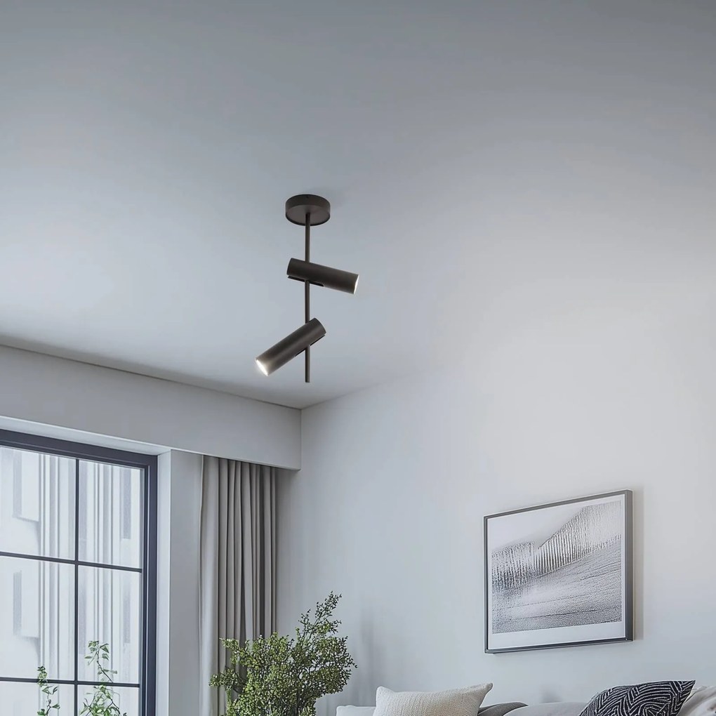 Faretto da soffitto Leda 2, verde oliva, a 2 luci, acciaio, altezza 55 cm SIGMA, dimmerabile, Verde, Soggiorno / Sala da pranzo, Metallo, Moderno, Faretto