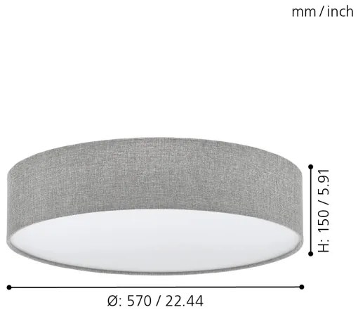 Eglo 97613 - Plafoniera PASTERI 3xE27/60W/230V 57 cm