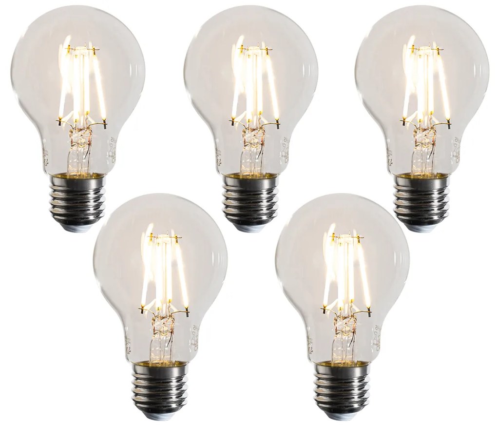 Set di 5 Lampadine LED dimmerabili E27 A60 chiare 4.5W 500 lm 2700K