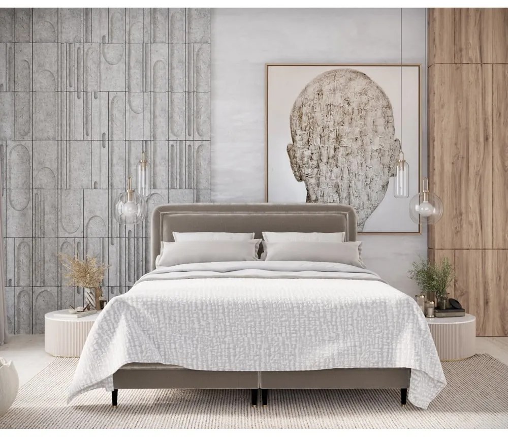 Letto boxspring marrone chiaro 200x200 cm Dove - Maison de Rêve