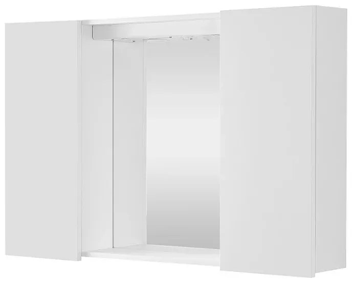 Specchio contenitore 90x60 cm bianco con LED e ripiani interni