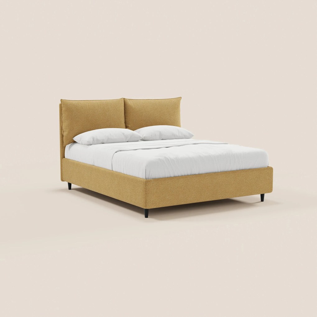 ZAYRON letto imbottito con vano contenitore e morbidi cuscini regolabili - design moderno in tessuto certificato Oeko-Tex®