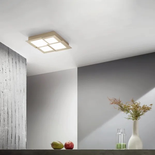 Plafoniera Led in metallo Oro e diffusore in acrilico PASSPARTOU 44x44 cm
