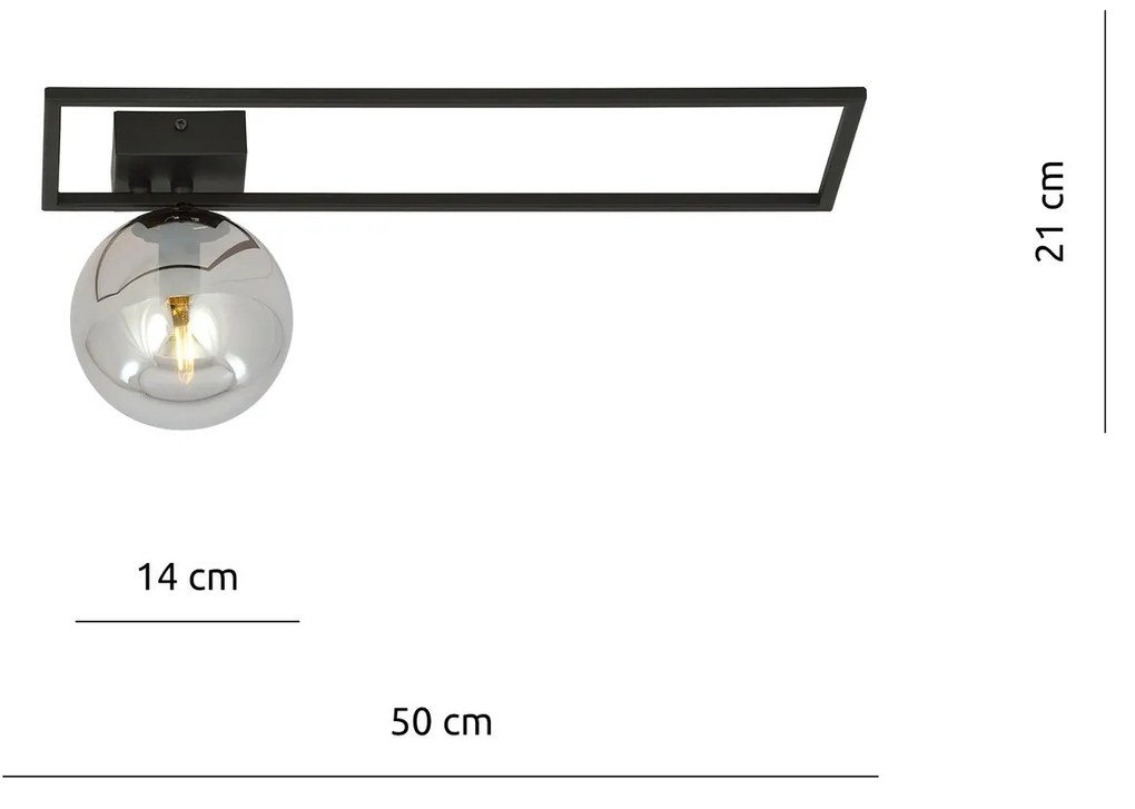 Plafoniera Moderna 1 Luce Imago 1130/1B In Acciaio Nero Vetro Fumè