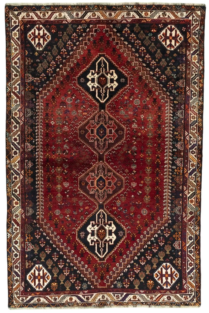 Shiraz Tappeto persiano 170 x 260 Rosso (Iran) Annodato A Mano