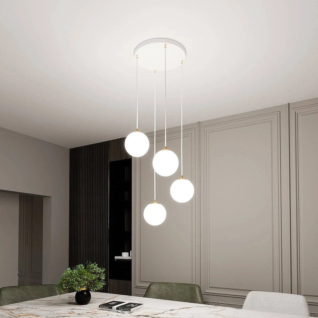 Lampada a sospensione in vetro Royal EMIBIG LIGHTING, dimmerabile, Bianco / Opale, Soggiorno / Sala da pranzo, Moderno, Lampada a sospensione