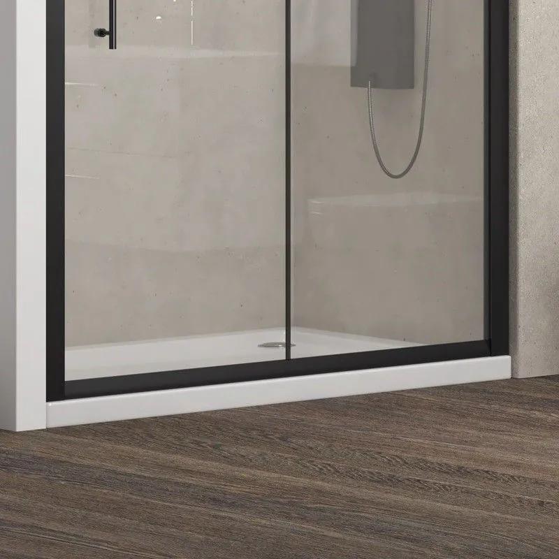 Kamalu - porta doccia 150cm con telaio nero e anta scorrevole kfn5000