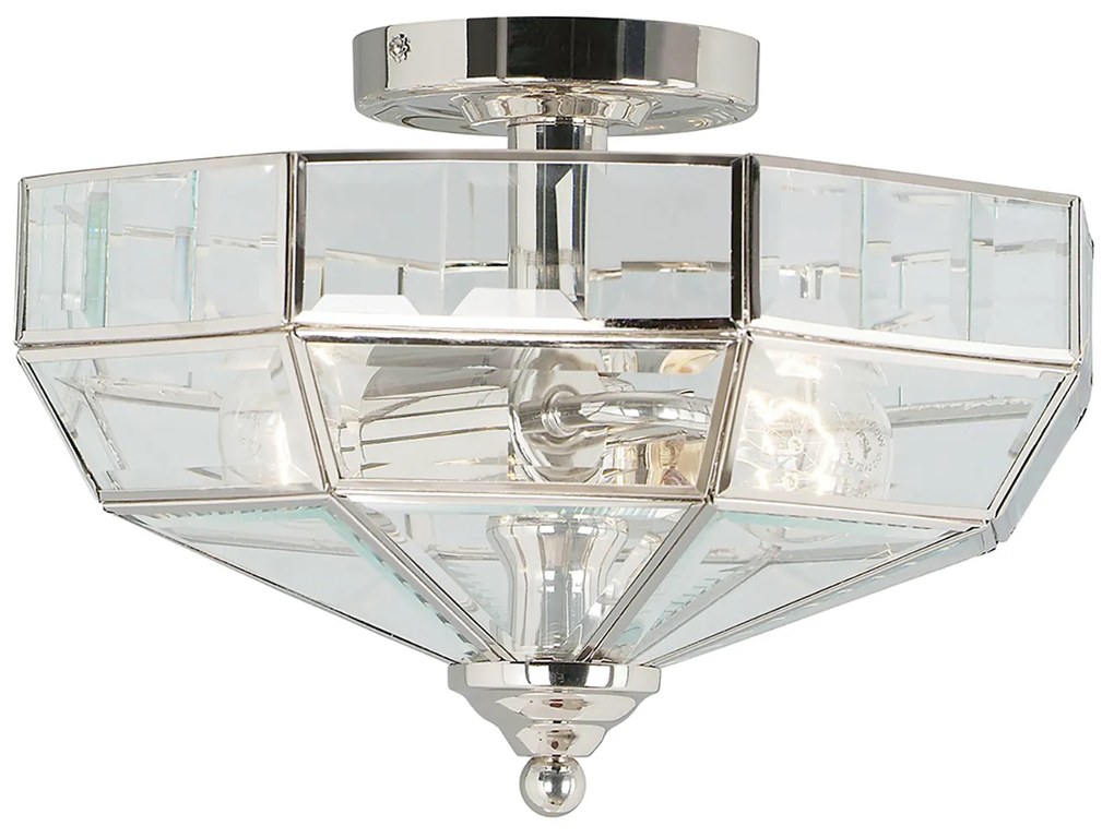 Lampadario Contemporaneo Old Park Ottone Nichel Lucido Vetro 2 Luci E27