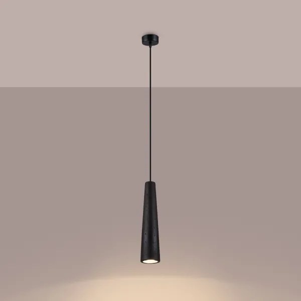 Sollux SL.1355 - Lampadario a sospensione con filo ELECTRA 1xGU10/10W/230V calcestruzzo/nero