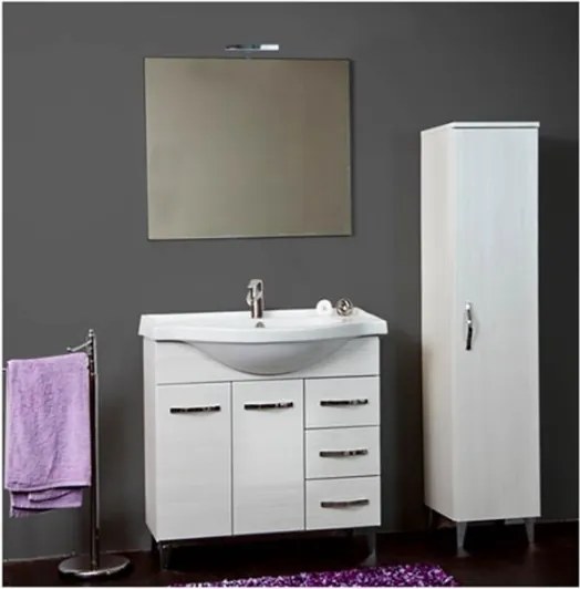 Mobile bagno 85 cm con lavabo, specchio e colonna bianco portuna - Claudia 93826
