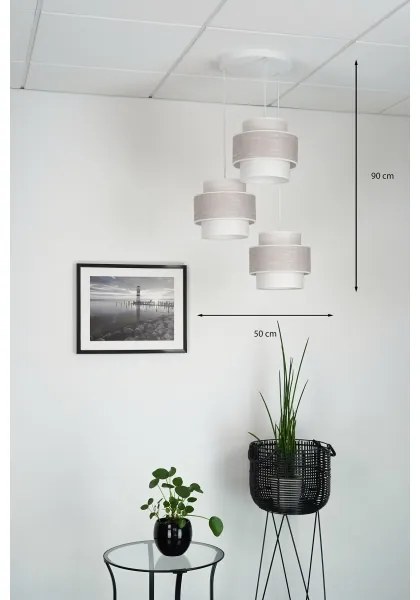 Brilagi - Lampadario a sospensione con filo DOVER SPACE 3xE27/15W/230V grigio/color crema