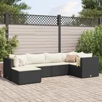 Set Mobili da Giardino 6 pz con Cuscini in Polyrattan Nero 3308208