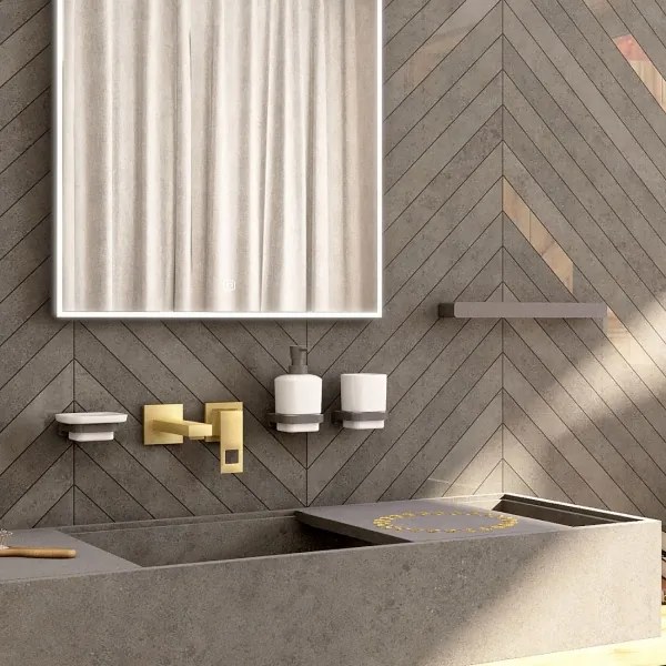 NIMCO MAC 2905831K-T-90-Distributore di sapone a parete e portaspazzolino MAYA 320 mm