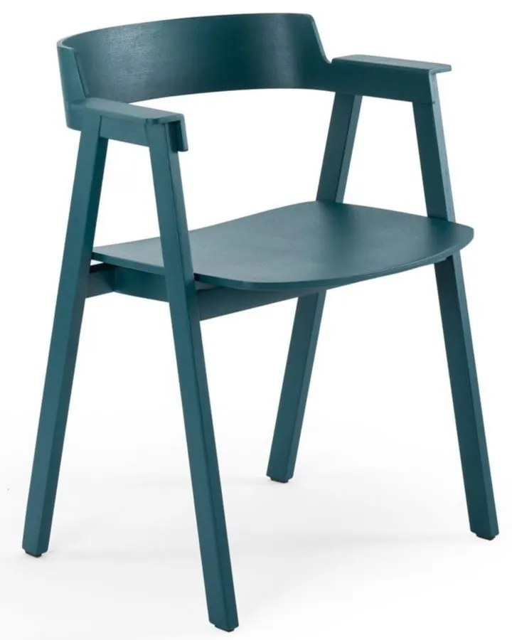 Sedia da pranzo color petrolio in rovere massiccio con braccioli Flip – Gazzda