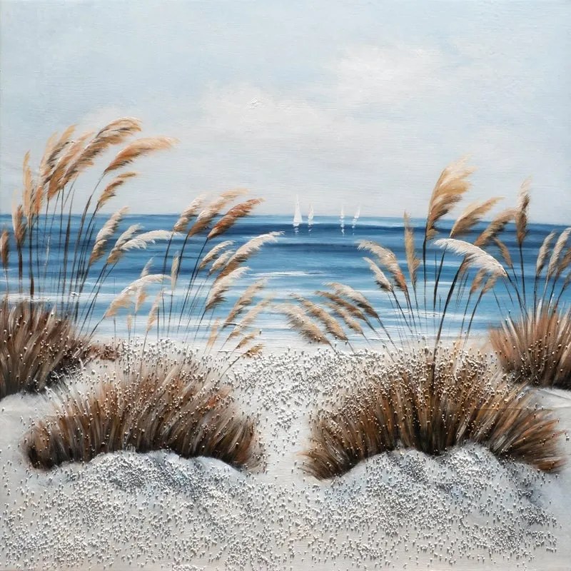 Stampa su tela Riva vento 100 x 100 cm