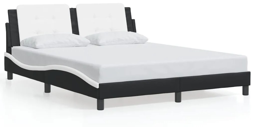 Giroletto Con Luce Led Nero E Bianco 160x200 Cm İn Similpelle /