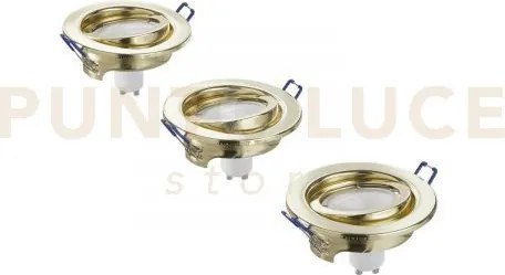 Kit  3 pezzi  incassi led matrix orientabili oro 3 luci attacco gu1...