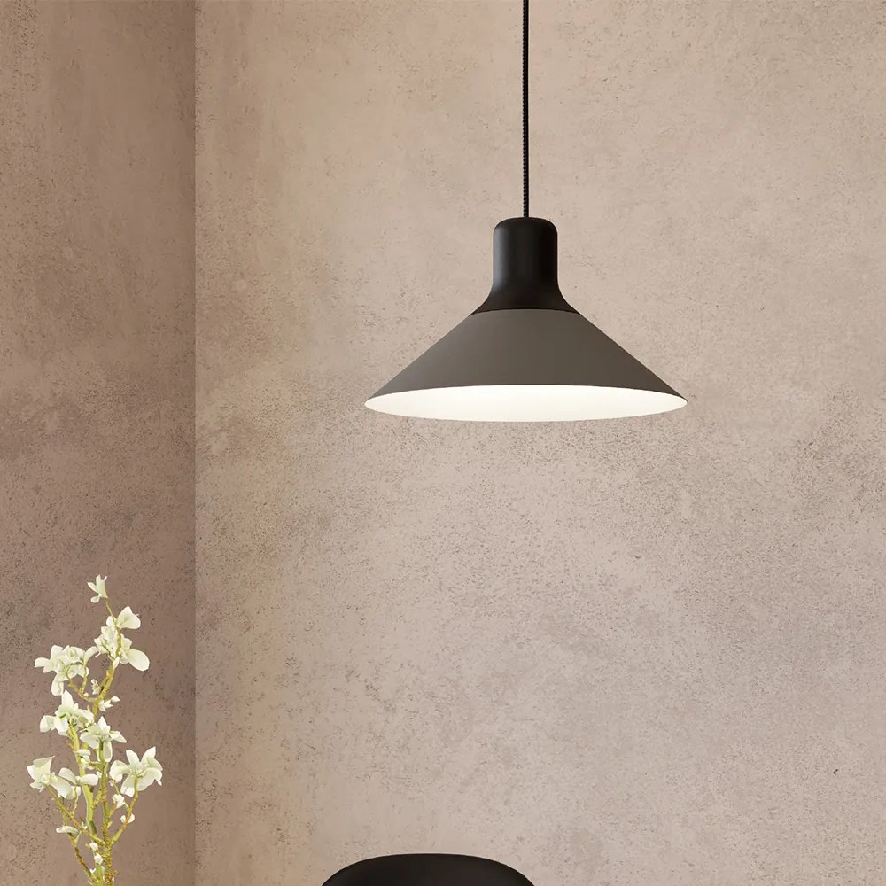 Lampadario Industrial Abreosa 1 Luce Metallo Nero E Grigio