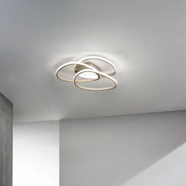 Plafoniera Led ROSE dimmerabile in metallo verniciato Oro D64 cm