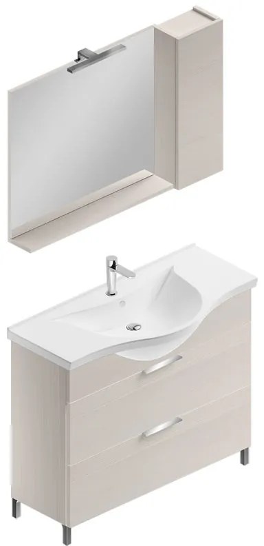 Mobile sottolavabo e lavabo con illuminazione Jnka legno larice bianco L 100 x H 75 x P 46 cm 2 cassetti