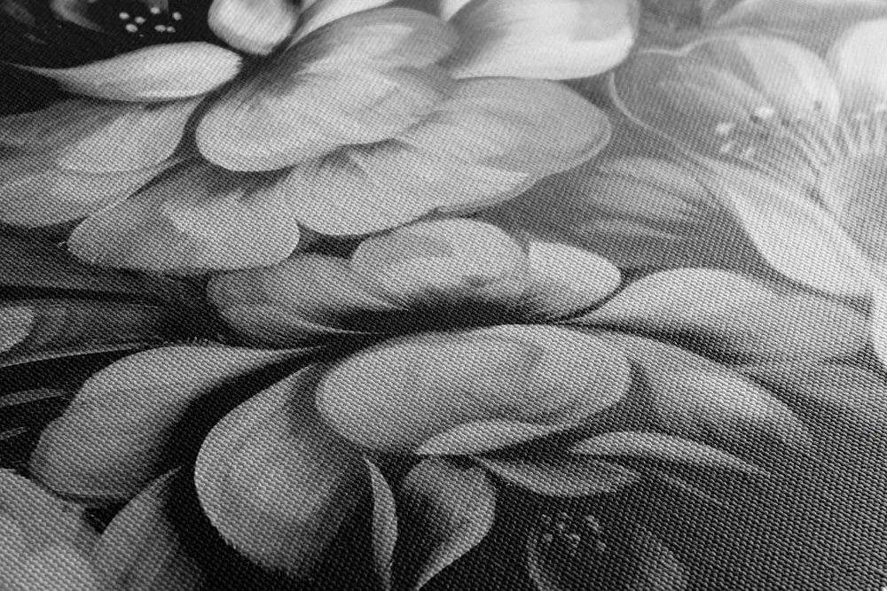 Stampa su tela – Mondo impressionista dei fiori in bianco e nero
