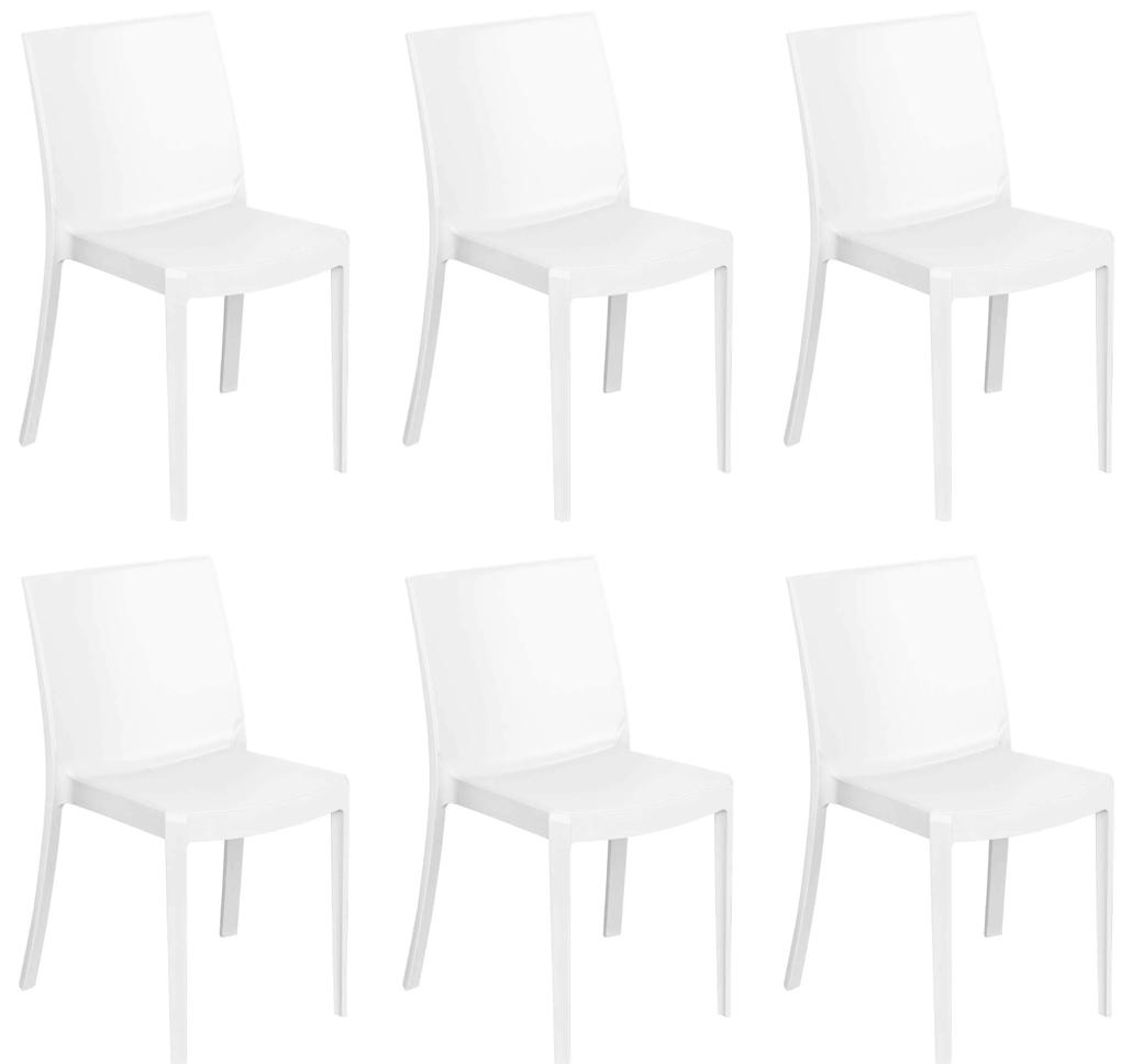 PERLA - sedia in resina impilabile da esterno e interno set da 6