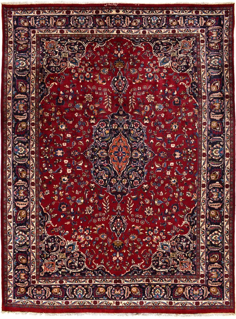 Mashad Tappeto 400x300 Rosso (Iran) Annodato A Mano