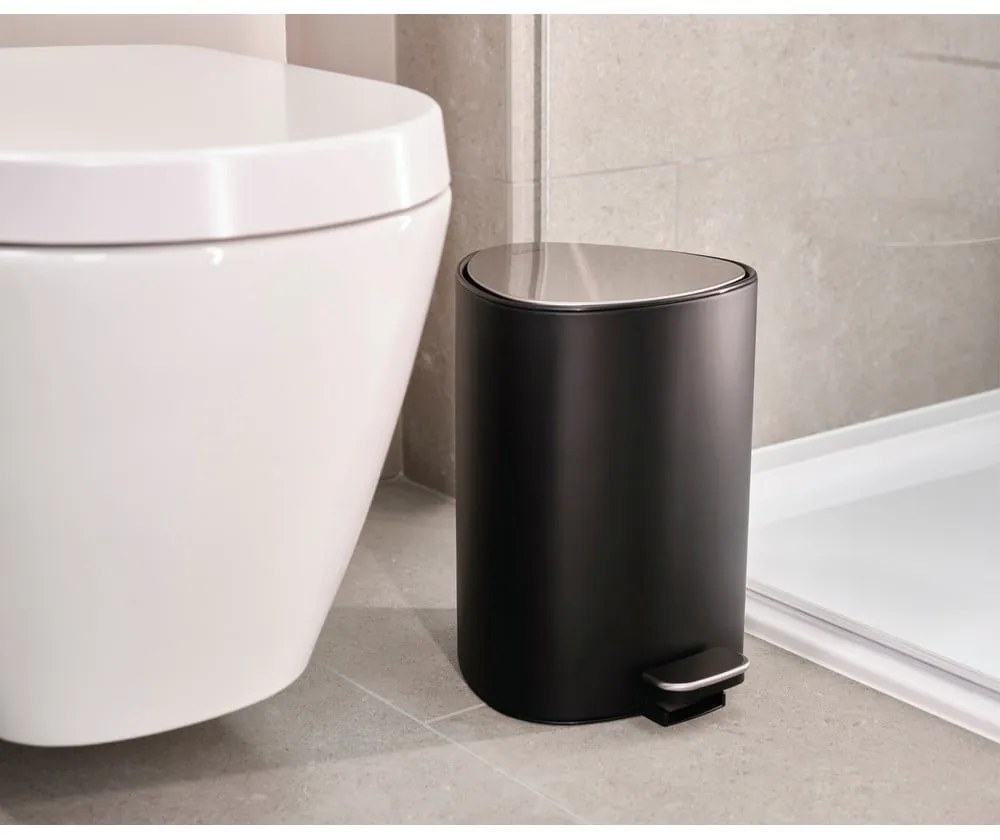 Cestino per la spazzatura nero opaco in acciaio con pedale 5 l EasyStore Luxe – Joseph Joseph
