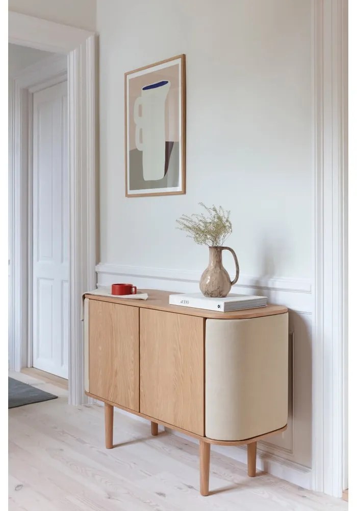 Cassettiera bassa in rovere decorata in beige e naturale 109x75 cm Treasures - UMAGE