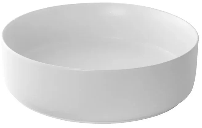 Lavandino da appoggio 40 cm design tondo in ceramica bianco lucido