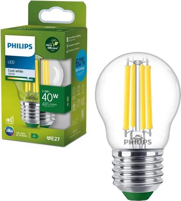 Lampadina LED ULTRAEFFICIENT VINTAGE Philips P45 E27/2,3W/230V 4000K