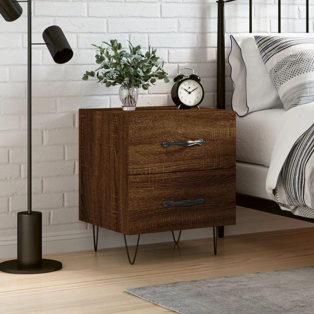 Comodino Rovere Marrone 40x35x47,5 Cm İn Legno Multistrato /