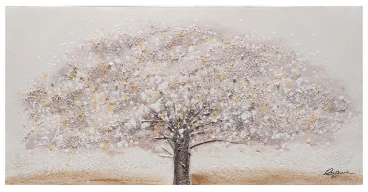 Dipinto su tela Albero, bianco 60 x 120 cm