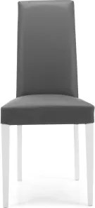 Sedia in ecopelle ANTRACITE con gambe verniciate BIANCO mod. DENVER Set da 2 pezzi