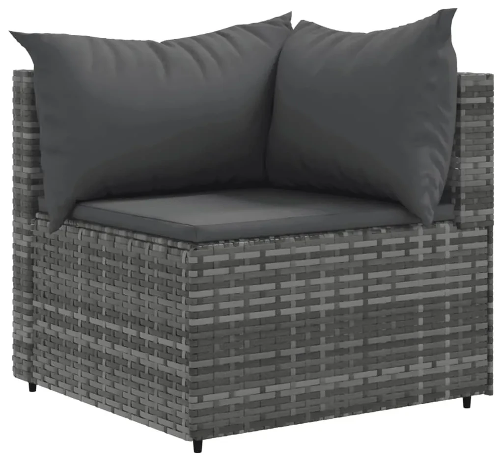 Set divani da giardino 11 pz con cuscini in polyrattan grigio