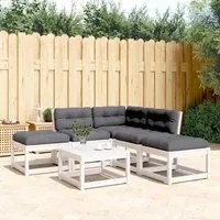 Set Divani Giardino 5pz con Cuscini Bianco Legno Massello Pino cod mxl 89585