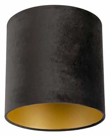 Paralume in velluto 25/25/25 nero - oro