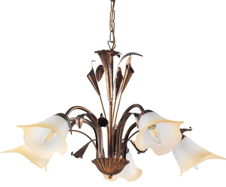 Lampadario Neoclassico Lampadario Lucrezia marrone 5x E14 marrone paralume marrone 5x E14