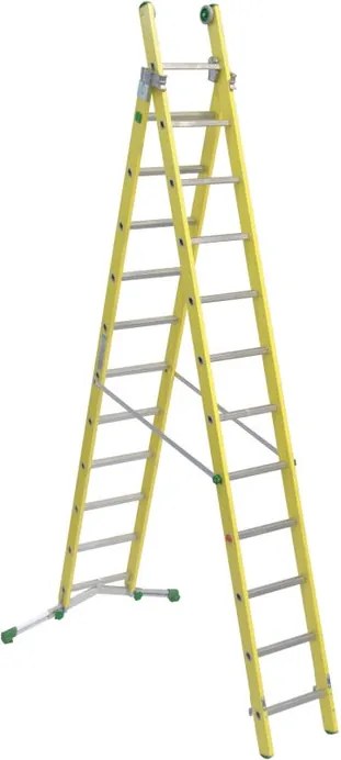 Scala a sfilo FACAL Vetroprima in fibra di vetro 2 rampe da 12 gradini portata massima 150 kg EN 131 per lavori fino a 7.2 m