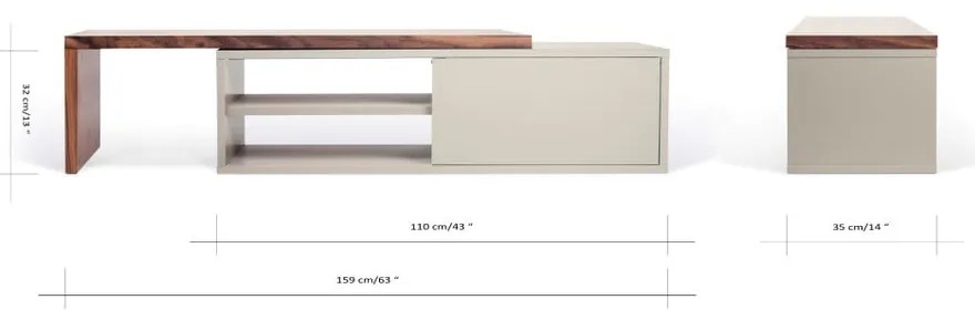 Tavolo TV variabile grigio con impiallacciatura in noce Move - TemaHome