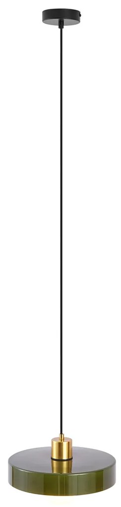 Lampada a sospensione retrò oro con vetro verde - Jina