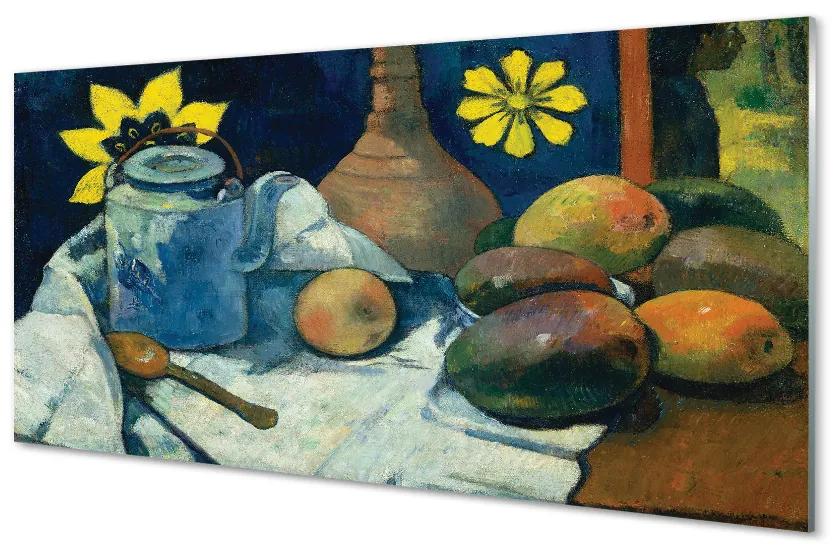 Pannello paraschizzi cucina Natura morta con tè e frutta di Paul Gauguin 100x50 cm