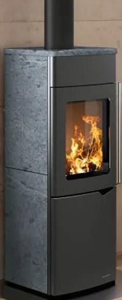 Stufa A Legna ad aria 8kw con porta verticale automatica in Pietra Ollare Palazzetti Eva S