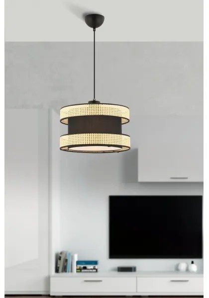 Lampadario a sospensione con cavo HALO 1xE27/60W/230V nero/beige