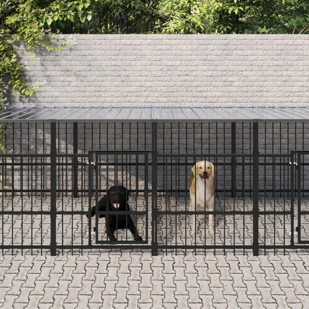 Gabbia Per Cani Da Esterno Con Tetto İn Acciaio 7,51 M² /