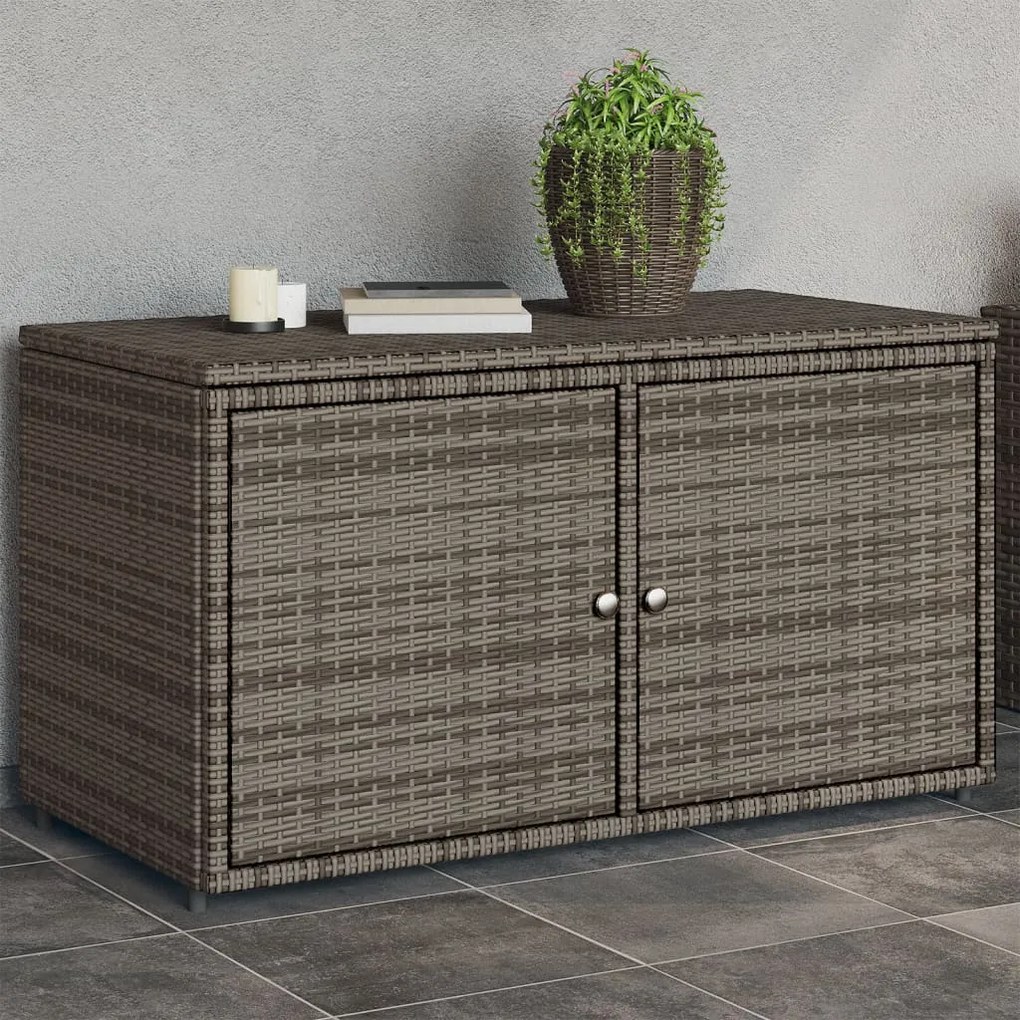 Armadietto Portaoggetti Giardino Grigio 110x55x60,5 Polyrattan /