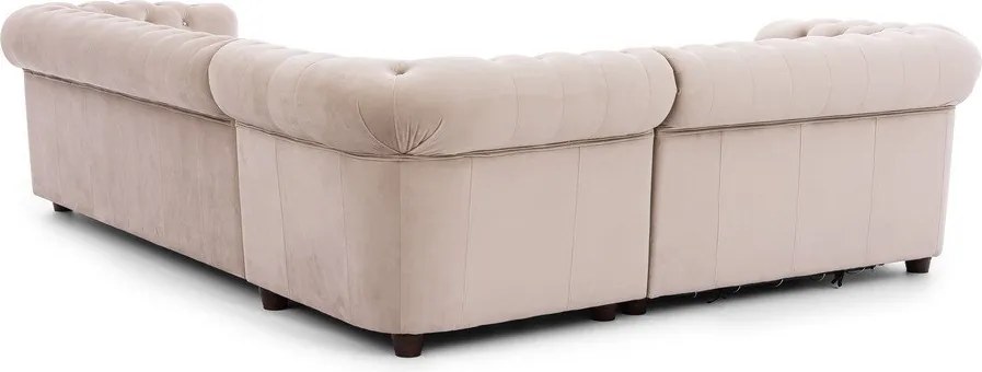 Divano angolare beige allungabile (con penisola a sinistra/a L) con rivestimento in velluto York Blik – Ropez