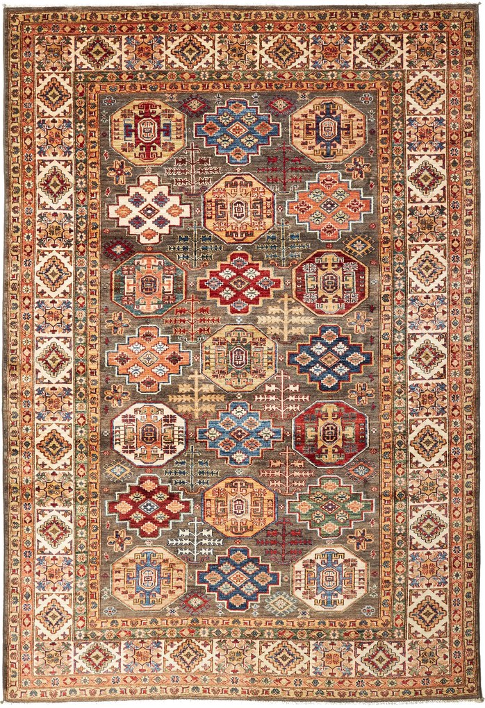 Kazak Tappeto orientale 200x300 Grigio (Pakistan) Annodato A Mano
