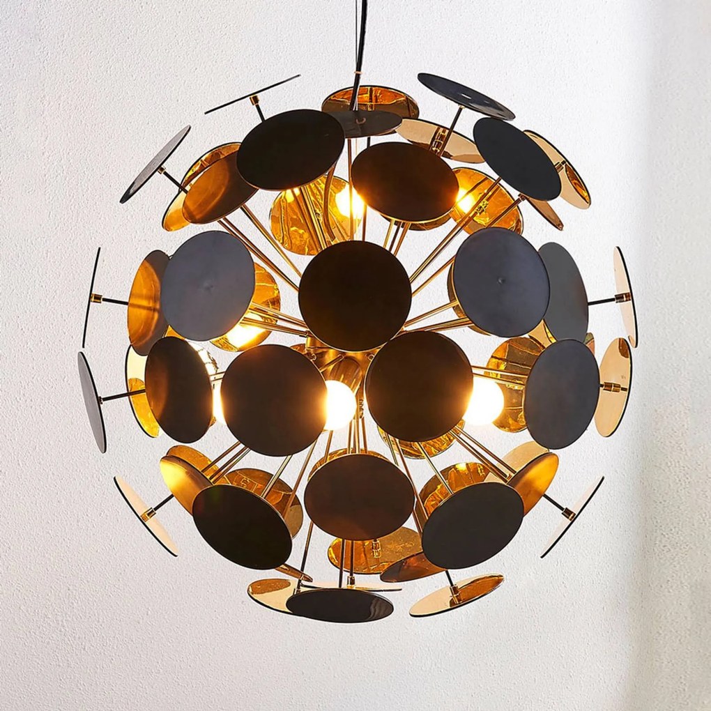 Lampada a sospensione Kinan Lindby, dimmerabile, Nero, Soggiorno / Sala da pranzo, Plastica, Moderno, Lampada a sospensione