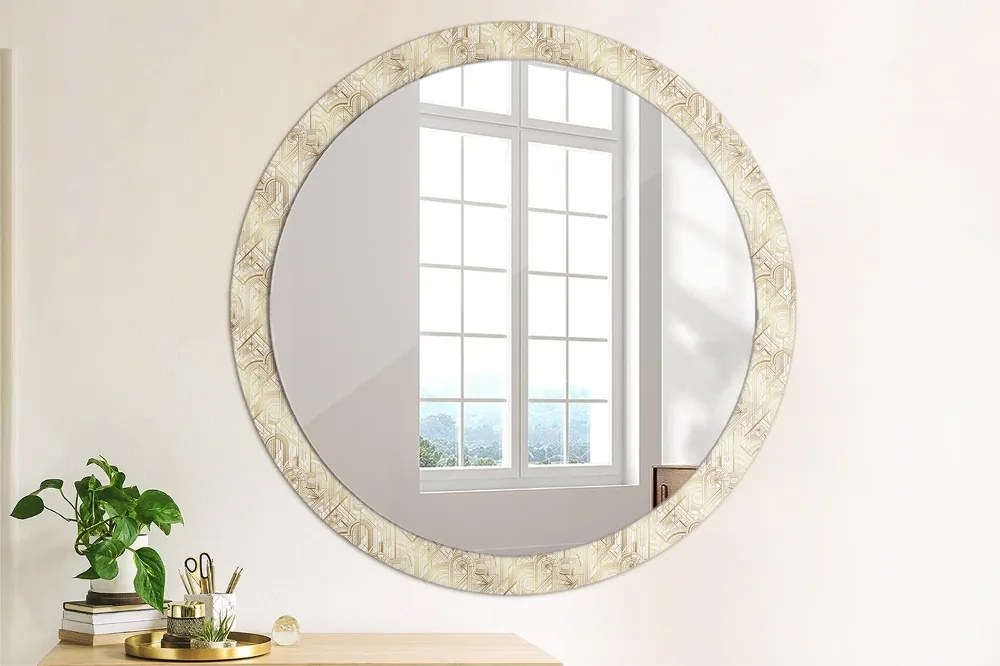 Specchio tondo con decoro Composizione art deco fi 100 cm
